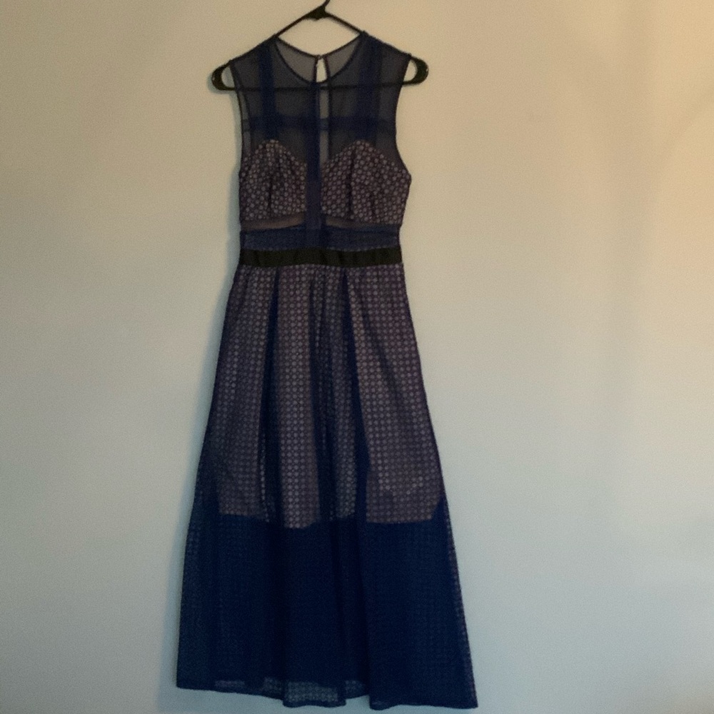 Self-Portrait Royal blue lace eyelet midi dress